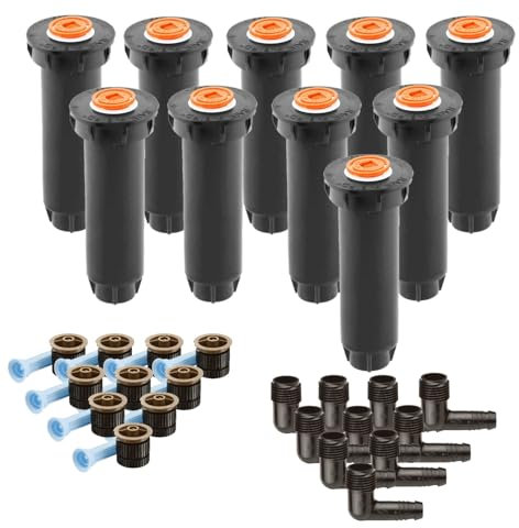 10x Rain-Bird 1804 Versenkregner mit 12 Van Düsen 2,7-3,7 m & 1/2 Flexwinkel SBE050