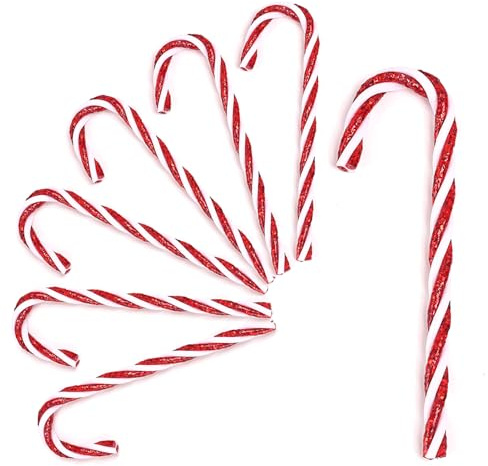 DAHI 32 bastones de caramelo de Navidad de plástico para colgar en el árbol de Navidad, adorno trenzado rojo y blanco, bastones de caramelo para decoración de árbol de Navidad (rojo, 12 cm)