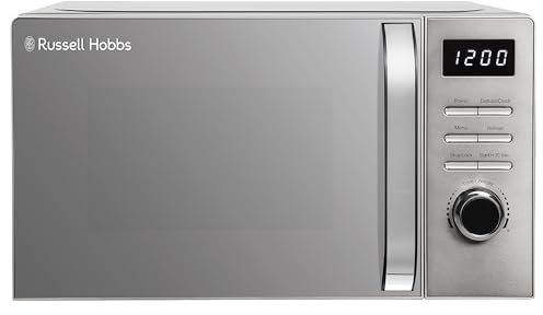 Russell Hobbs Titanium Digital Microwave 20 Litre 800W Solo Digital with 5 Power Levels, Defrost Function & Easy Clean, 60 Minute Timer, 8 Auto-Cook Menus, RHMD832T