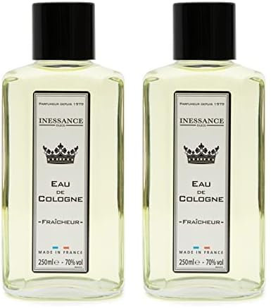 Inessance Paris - Eau de Cologne Naturelle pour Femmes et Hommes Fraîcheur Inessance Paris - Fragrance Sobre et Facile à Porter - Fabriqué en France - 250ml (Lot de 2)