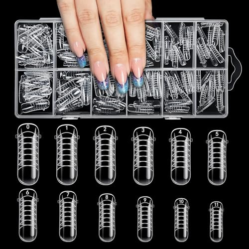 Kiiwah 120 Pièces Popit Ongle, Moule Ongles Forme Couverture Complète Réutilisable Capsule Polygel Moules à Ongles Double avec Lignes Graduées pour Amateurs et Apprenants du Nail Art Diy