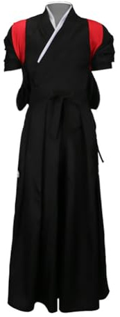 Men's Japanese Samurai Hakama Uniform Kimono Kendo Suit Aikido Judo Tradtional Martial Arts Cosplay Halloween Costume, 20# Black, Large