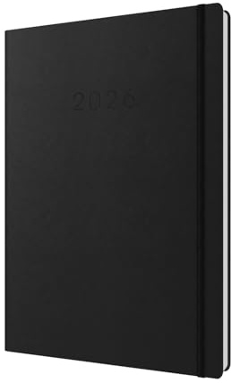 Collins - Legacy - 2026 12 Month Calendar Year Planner, Day-To-Page with 1/2 Hourly Appointments Diary, A4 Hard Cover - Black (CL41.99-26)