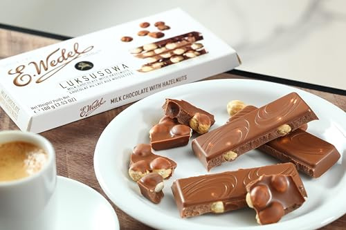E.Wedel Milk Chocolate Bar 100g with Whole Hazelnuts | Pack of 3 | Luxurious Polish Chocolate with Roasted Nuts | Creamy European Hazelnut Chocolate | Imported Gourmet Treat