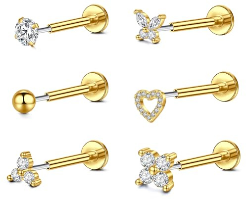 Funseedrr Piercing Näsa Piercing 16G 18G 20G Utan gänga Helix Trago Läpp Labret Piercingar Öra Conch Örhängen
