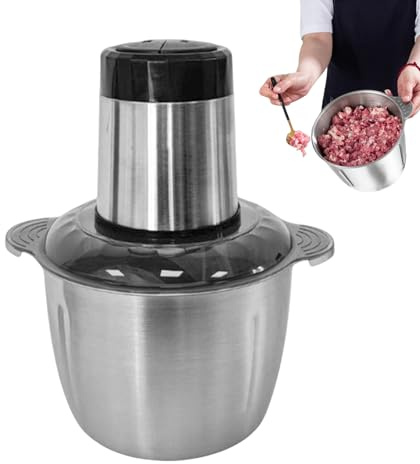 Tritacarne | Frullatore di Carne Tritatore di Cibo,Robot da Cucina Multifunzionale Compatto in Acciaio Inossidabile da 2L per Cucina Domestica Preparazione Pasti Tritacipolle Burgers e Taglio in Cucin