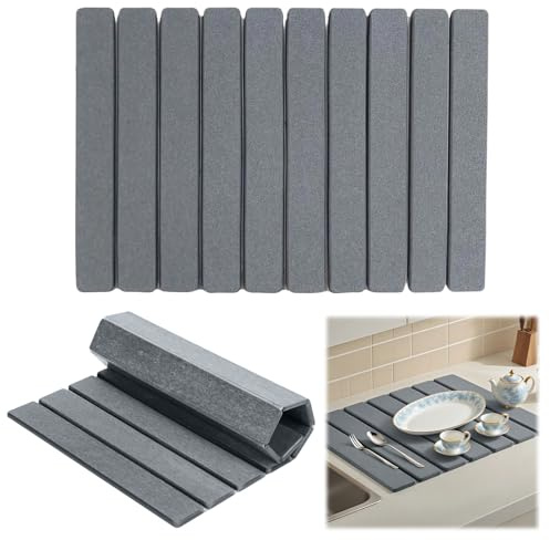 Diskmatta, vattenabsorberande kiselgur matta kök 60 x 40 cm, droppmatta av kiselgur, värmebeständig droppmatta diskbänk, diskmatta snabbtorkande för kök (60 x 40 cm)