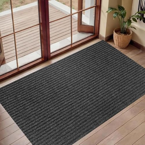 XUCHOU Tapis de Porte Paillasson 120 x 120 cm Anti-Poussière Tapis D’Entrée Imperméable Lavable pour L'Intérieur et L'Extérieur pour Entrée, Couloir, Cuisine, Noir