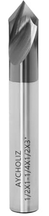 AYCHOLIZ 2 Flute Chamfer Mill 1/2 Inch Carbide V Groove Chamfering End Mill 90 Degree with AlTiN Coated for Alloy Steels,Hardened Steels