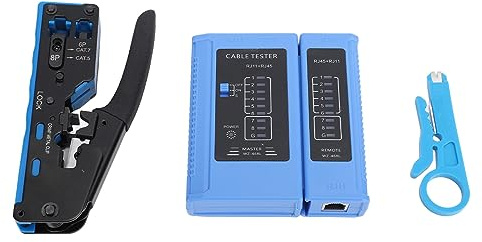 Haofy RJ45 Professional Ethernet Crimp Tool Kit för Cat5e Cat6 Cat6a Nätverkskabel Stripning Tester för Nybörjare