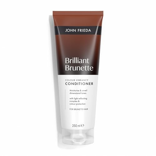 John Frieda Brilliant Brunette Champú Realzador de Brillo | Intensifica el Color Castaño y Aporta Luminosidad | Protege y Sella el Color | Cabello Moreno Natural o Teñido | 250 ml