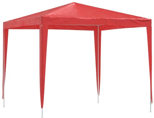vidaXL Party-Zelt 250 x 250 x 240 cm Rot PE und Stahl, Moderner Outdoor-Baldachin, Flexibles Event-Pavillon, wetterfester Shelter, großer Party-Gartenpavillon, Sommer-Setup