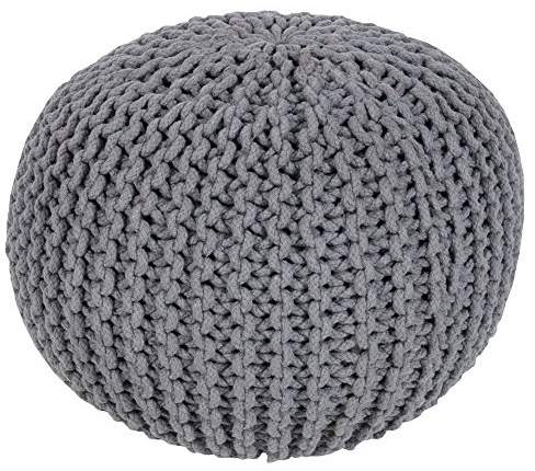 Artistic Weavers McIntosh Cotton Knitted Round Pouf 14H x 20W x 20D,Medium Gray