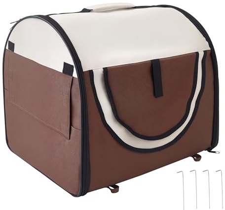 PawHut Trasportino Gabbia da Trasporto per Cani Gatti e Animali Domestici Pieghevole, 61x46x51cm, Caffè