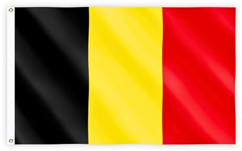 Belgium Flag 5ft x 3ft with Brass Eyelets – Polyester Belgian Flag Banner for Football Matches, National Celebrations, Home & Garden Display