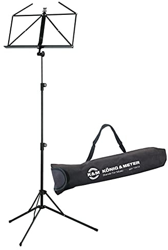 K&M 100/5 Notenständer Set (ausziehbarer Notenständer mit Tragetasche) Schwarz