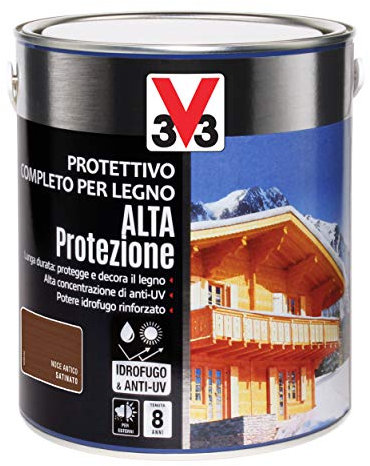 V33 Protettivo Completo per Legno a Solvente Alta Protezione Noce Antico 2 L