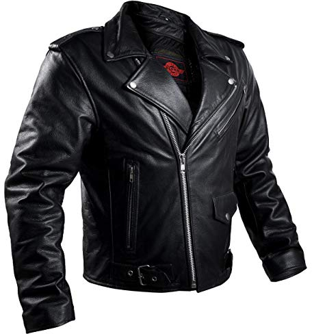 Alpha Veste de moto en cuir noir - Armure de moto avec véritable armure CE pour les épaules, le dos et les coudes, veste de motard pour homme pour toutes les saisons avec transport dissimulé | L