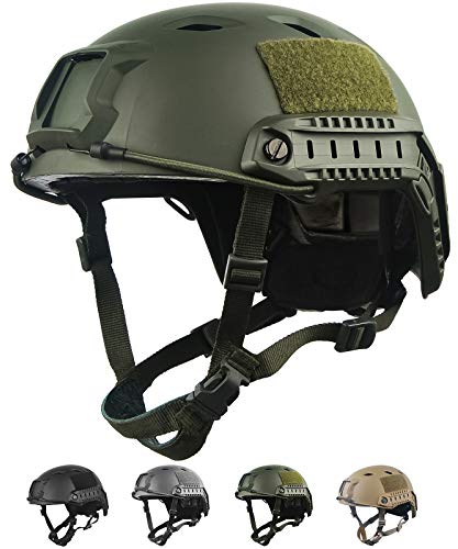 LOOGU - Taktischer Helm Fast BJ Airsoft Ops Core Helm mit Kissen und Seitenschienen für Freizeit Outdoor Paintball Kampfsport