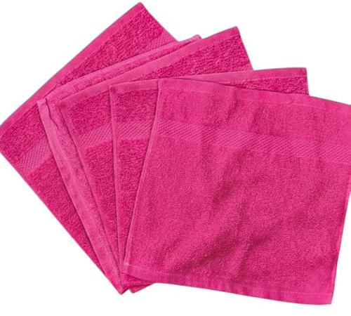 Diamond Tex Pack of 6, 12, 24, 36, 48, 96 Face Cloth 100% Egyptian Cotton Soft Flannels Set Quick Absorbent Washcloth 500-GSM Gym, Golf Hand Wash Towels 30x30cm (Pink, 6)