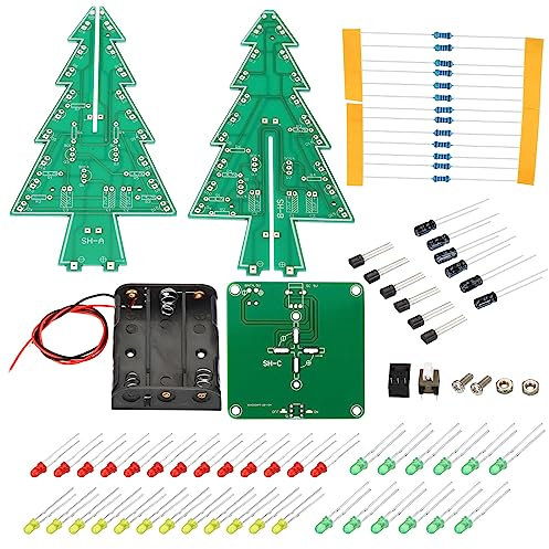 PATIKIL Saldatura Pratica Scheda, 1pz Elettronica Kit Prototipo PCB Scheda Fai-da-te Saldatura Circuito LED Natale Albero 3 Colore SMT/SMD, 5V