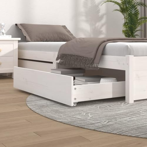 vidaXL Bettschubladen 2 STK. Weiß Massivholz Kiefer