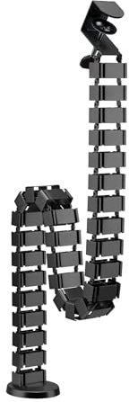 Mimoke Kabelführung eckig Kuba Slim Line Länge 1285 mm Kabelschlauch Kabelmanagement für höhenverstellbare & Feste Schreibtische (Schwarz, Clamp Montage)