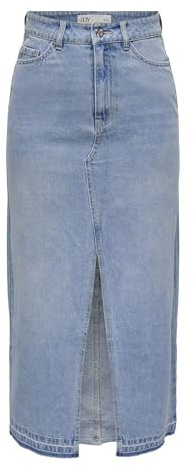 JdY Falda Larga para Mujer con Corte Entallado JDYBella, Mezclilla De Color Azul Claro, M