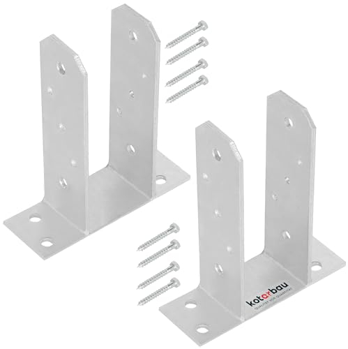 KOTARBAU® Lot de 2 supports de poteau de 70 mm TT en acier galvanisé à chaud, à cheviller, ancrage à béton, douille de sol en métal, pour poteaux de clôture en bois carrés