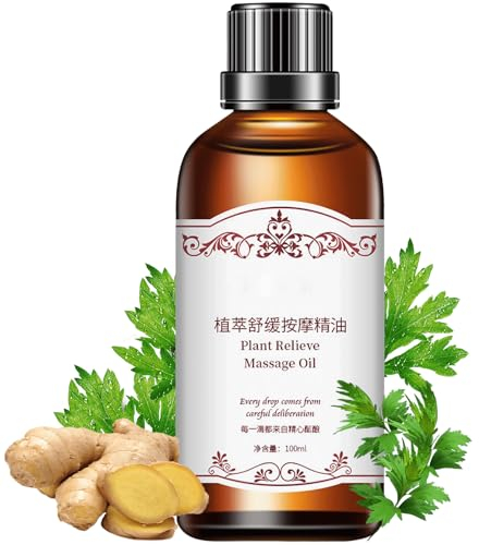 Shefave Pflanzen Massage Oil, Ingwer Massageöl für Entspannen & Muskelentspannung, Wermut Ingwer ätherisches Öl, Rosemary Oil Feuchtigkeitsspendende Körperöl Fördern die Durchblutung