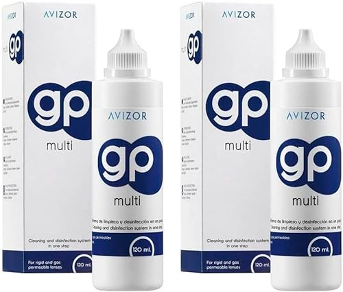 Avizor GP Multi - Pack 2 x 120 ml | Reinigungs- und Desinfektionslösung für Harte Gasdurchlässige Kontaktlinsen | Garantierte Feuchtigkeit | Mehrzwecklösung zur Reinigung von Kontaktlinsen