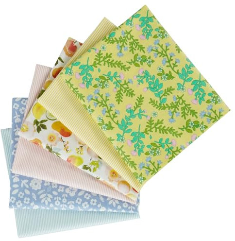 Qililandiy Baumwollstoff 100% Baumwolle Nähstoffe mit verschiedenen Muster Patchwork DIY Stoffpaket 46x56cm Zugeschnittene Stoff Quadrate zum Nähen Handwerk Deko (6 Stück Mehrfarbig)