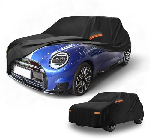 Partuto Car Cover Waterproof All Weather Sun Rain Protection Full Exterior Cover for Mini Cooper 2DR Black with Left Side Zippers