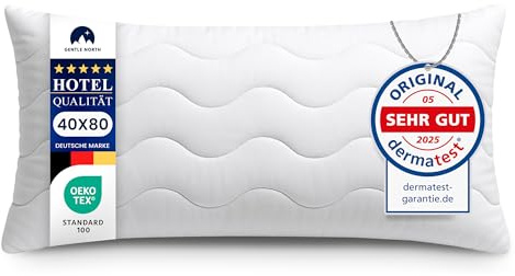 Gentle North Hochwertige Kopfkissen 40x80 cm groß in Hotelqualität - Flauschiges, gut gefülltes Schlafkissen für Allergiker geeignet (Ökotex 100 Zertifiziert) - 60° Waschbar