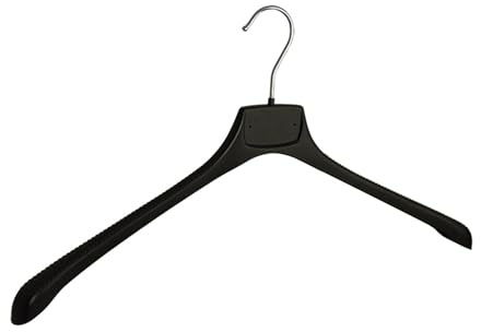 Perchas, Abrigo, Traje, 20 Piezas, Plástico, Negro, Hombros Anchos, Chaqueta, Gancho Giratorio 360°, 50 cm (MR50_00/20)