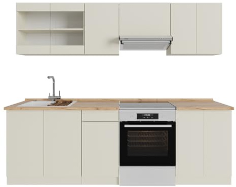 Vicco Küchenzeile R-Line, Beige, 240 cm