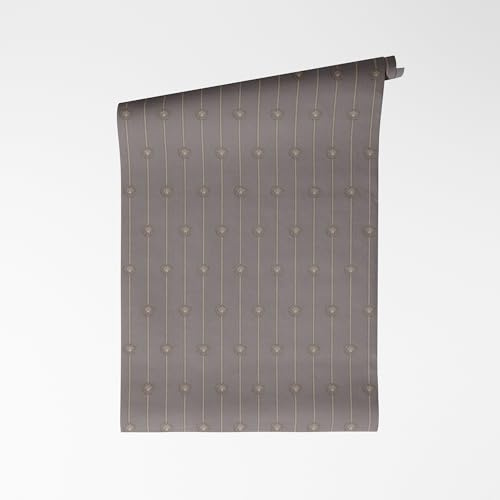 A.S. Création non-woven tapet med ränder och Medusahuvud i grått, silver, metallic – lyxig barocktapet med metallic effekt 10,05 m x 0,70 m – 791734