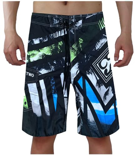 Bañador Hombre Largo - Pantalon Deporte Hombre Bañadores Surferos Calzones Banho Secado Rápido Swim Shorts con Cordón Boardshorts para Vacaciones
