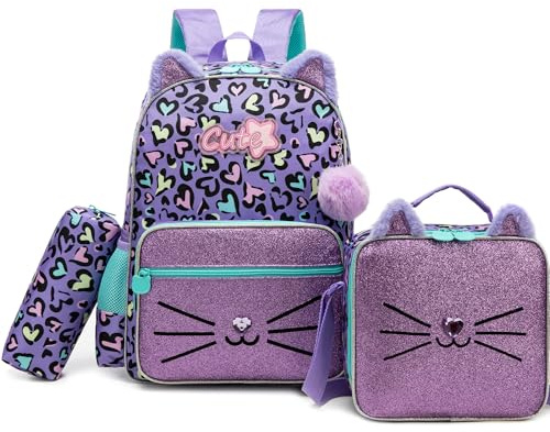 HTgroce Flicka rullande väska 42cm Flicka rullande väska Siren Flicka rullande väska Primary Kindergarten 3 i 1 barn rullande väska Inkluderar lunchväska och pennfodral.