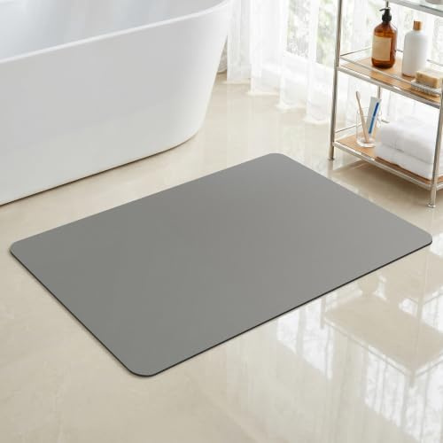 LIMNUO Alfombra de Baño, Tapete para Baño, Alfombras Absorbentes de Secado Rápido, Alfombras Antideslizantes y Antimoho para Tina, Inodoro y Ducha (Grey, 40X60cm)