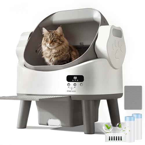 JUMMICO Litiere pour Chat Autonettoyante, Litière Electrique Automatique avec Capteurs De Sécurité Quadruples, Utilisation Facile & Contrôle des Odeurs,pour Grands Chats Jusqu'à 10 Kg