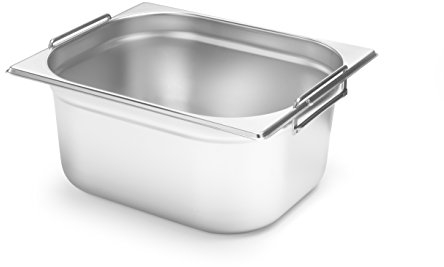 HENDI Gastronormbehälter, mit Griffen, Temperaturbeständig von -40° bis 300°C, Heissluftöfen-Kühl- und Tiefkühlschränken-Chafing Dishes-Bain Marie, 9,5L, GN 1/2, 265x325(H)150mm, Edelstahl