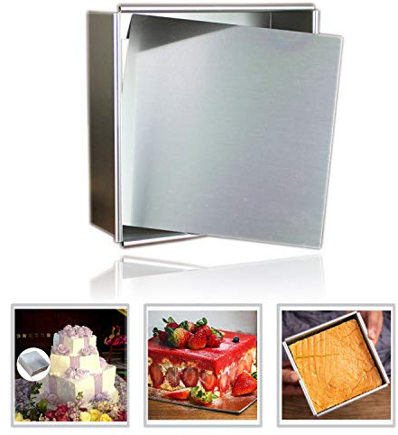 Anodized Aluminum Square Cheesecake Pan Chiffon Cake Mold Baking Mould with Removable Bottom 8 Inch x 8 inch x 3 inch