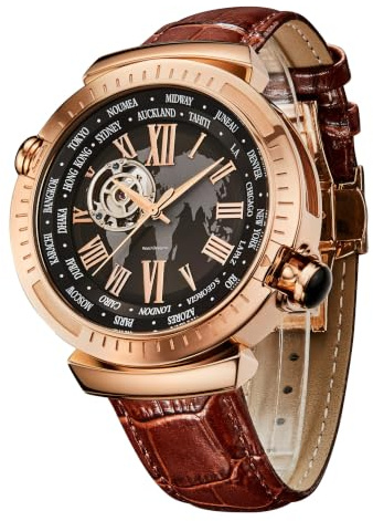 SURVAN WatchDesigner Reloj Mecánico Automático para Hombre Esfera Esqueleto Multifuncional Estilo Vintage Elegante Impermeable