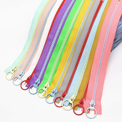 Cremalleras de Resina,15CM Cremalleras de Colores Rmeet 10 Pack Cremallera con Metal Anillo para Costura Sastre Artesanía Bolsa Prenda Manualidades Ropa