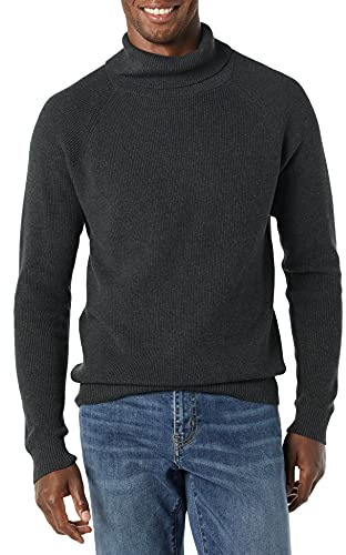 Amazon Essentials Jersey 100% de Algodón de Punto Acanalado con Cuello Alto Hombre, Carbón Mezcla, L