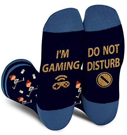Funny Gamer Gaming Socks for Men Women Boys - Do Not Disturb Gaming Socks Fathers Day Novelty Gifts for Dad Husband Fun Socks -Game Lovers Valentines Crazy Gifts Stocking Fillers