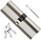 Bwintech 1 pieza 50/50mm Euro Latón Cilindro, cerradura de llave/cilindro de 100mm con 3 llaves de latón estándar, antirrobo, antiperforación, antigolpes, níquel satinado