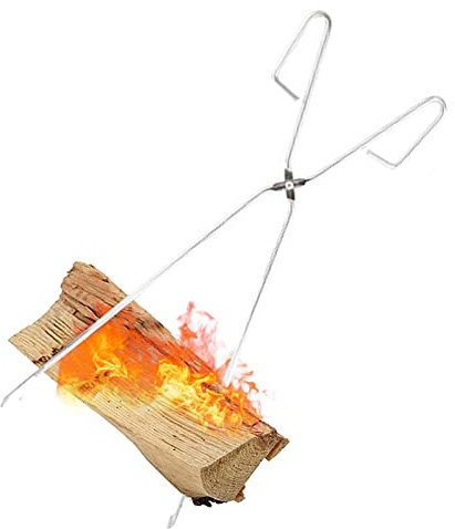 Pinze a Carbone in Acciaio Inox 304, 55 cm, Extra Lunghe da Campeggio, pinze a Forbice da Campeggio, Anti-scottatura, grigliate, Carbone, con Pinza Piatta allargata, per Camino, Picnic, Barbecue