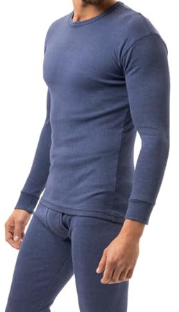BestSale247 Herren Thermo Unterhemd Innenfleece warmes Winter Unterwäsche Langarm Baumwolle (Marine, XXL)